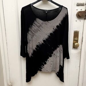 B.L.E.U 3/4 Sleeve Scoop Neck Shirt Black & Tan Size 2X